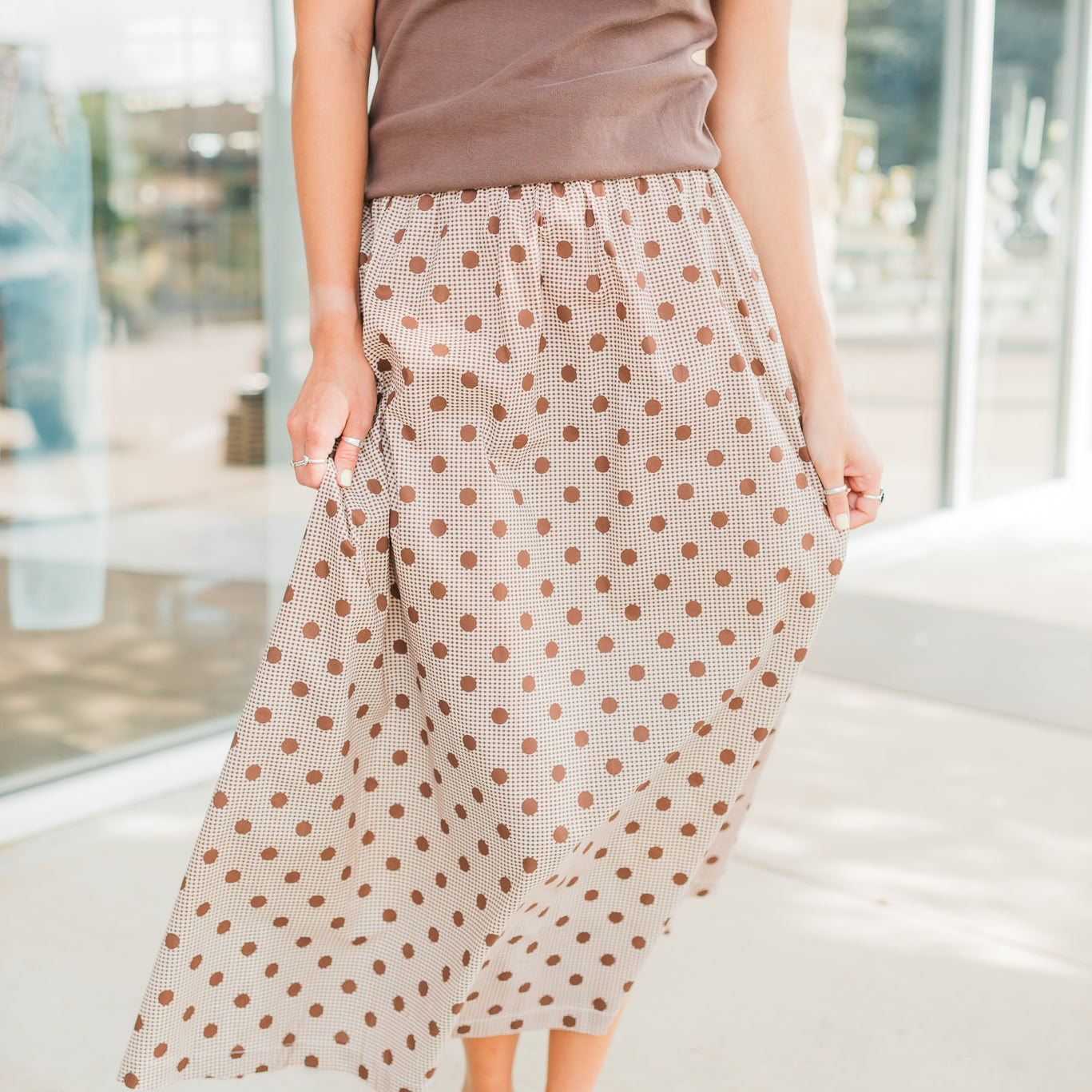 Perri Skirt | Mocha Dots