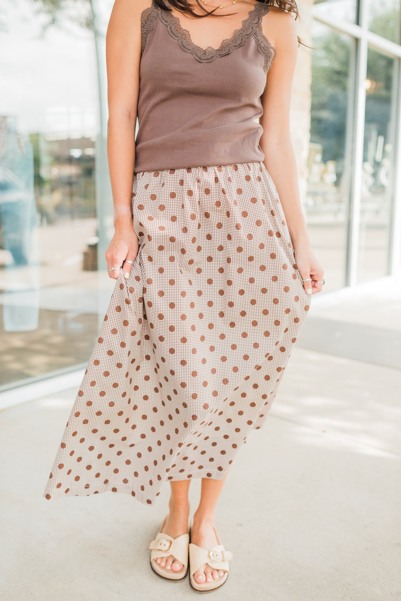 Perri Skirt | Mocha Dots