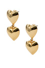 24k Gold Double Heart Drop Earrings