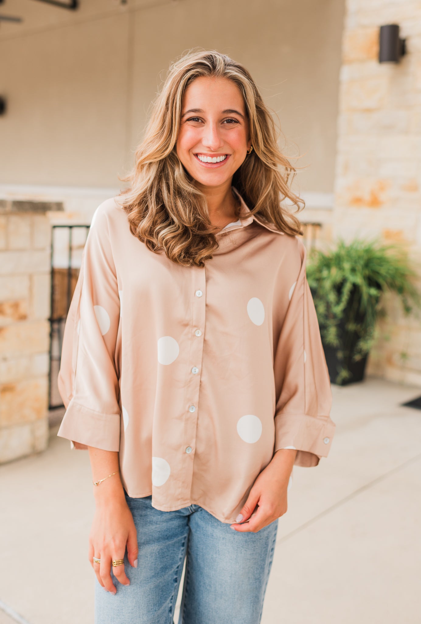 Kenley Top | Latte Dots