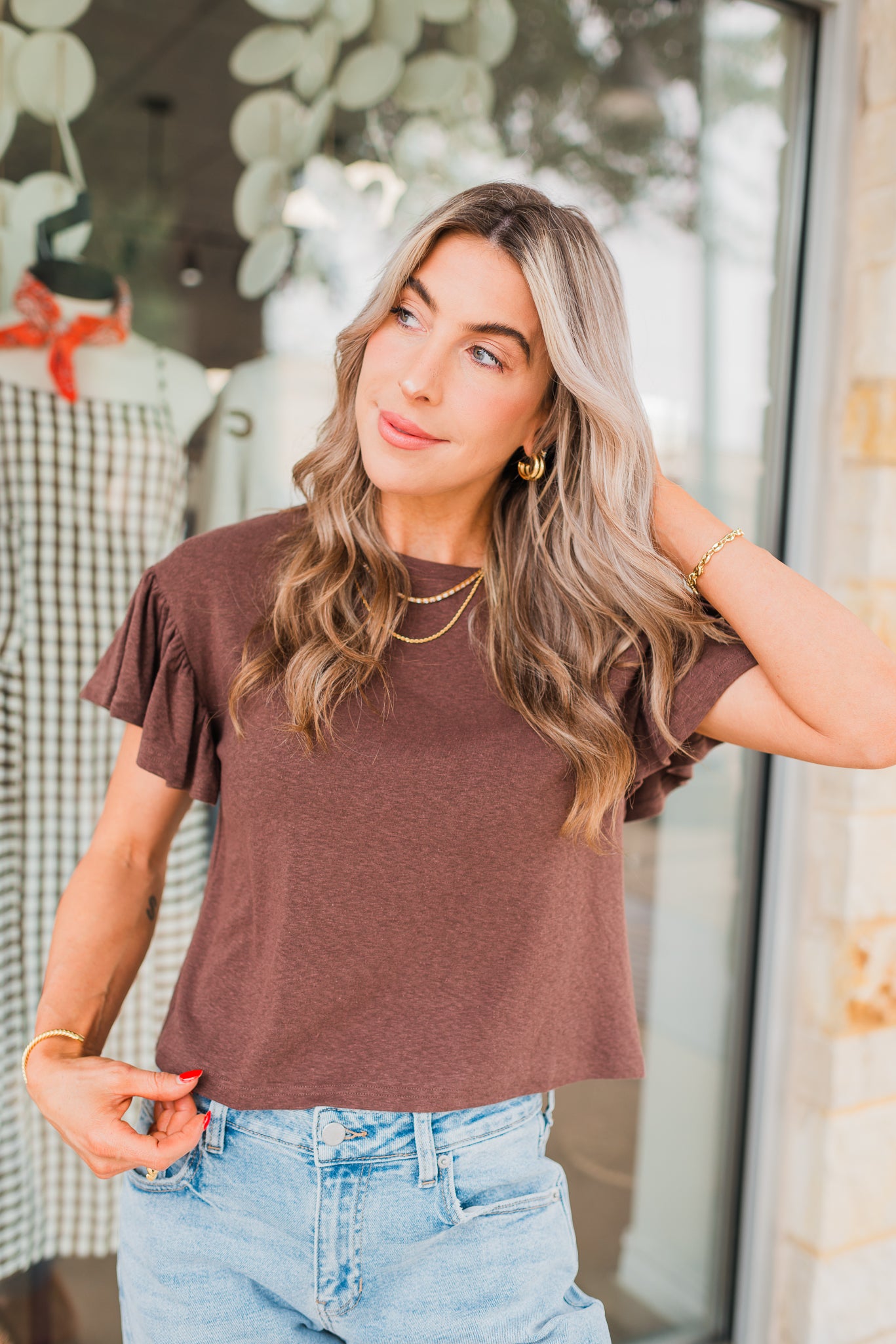 Hollis Top | Ruffle Brown