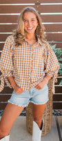 Tallulah Top | Latte Gingham