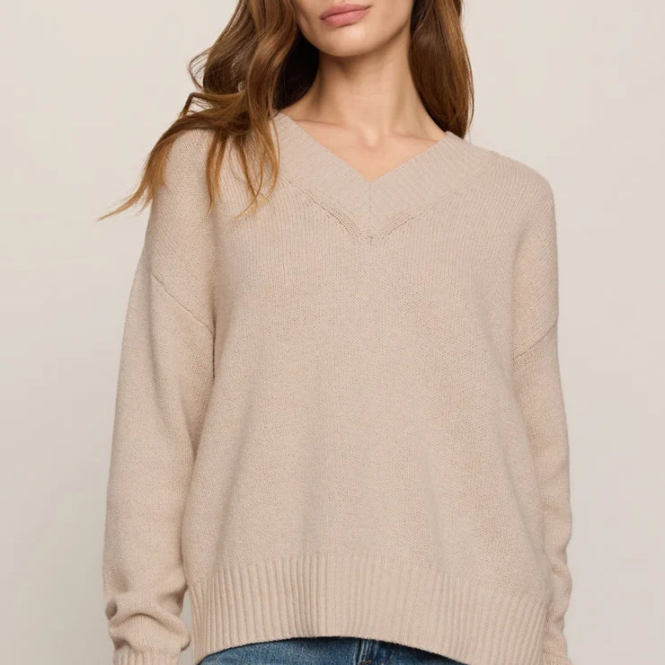 Z Supply | Cloud Spun V-neck Sweater | Frosted Pearl