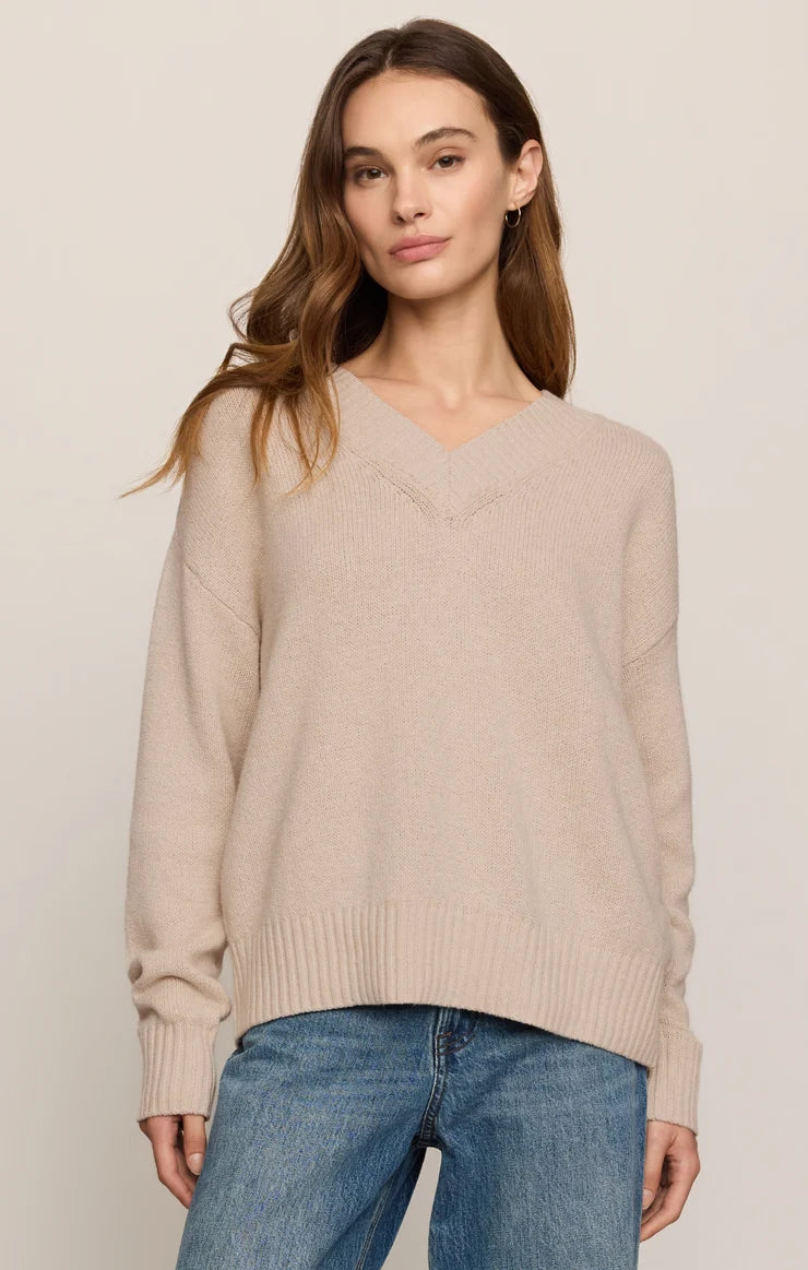 Z Supply | Cloud Spun V-neck Sweater | Frosted Pearl