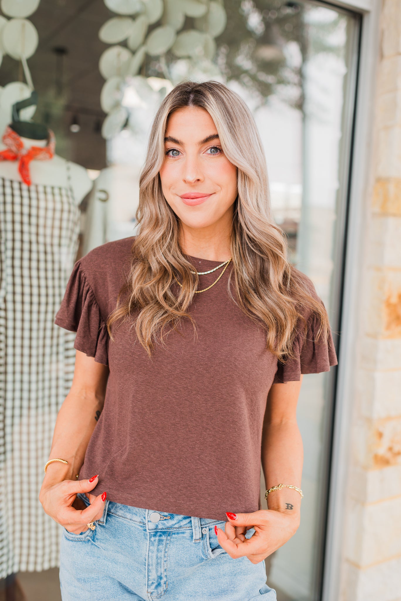 Hollis Top | Ruffle Brown