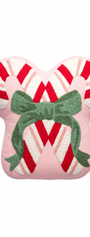 Embroidered Pillow | Candy Cane Bow