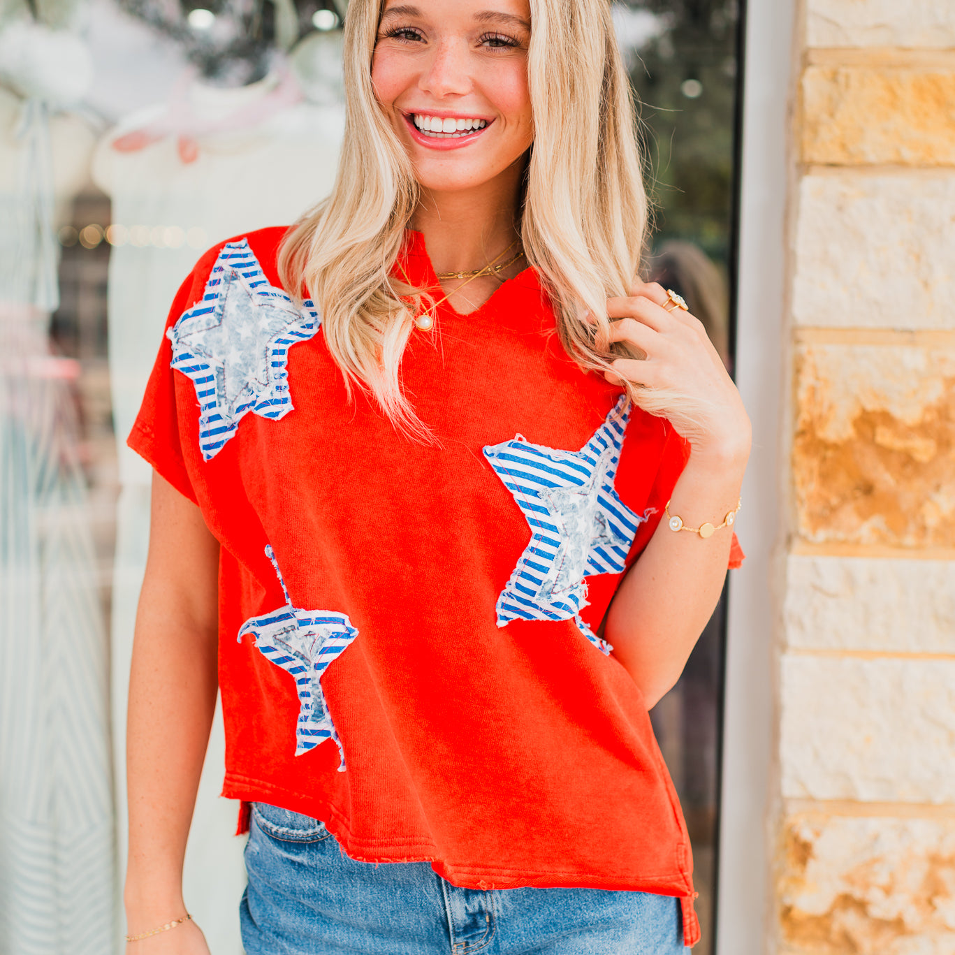 Star Spangled Top | Washed Red