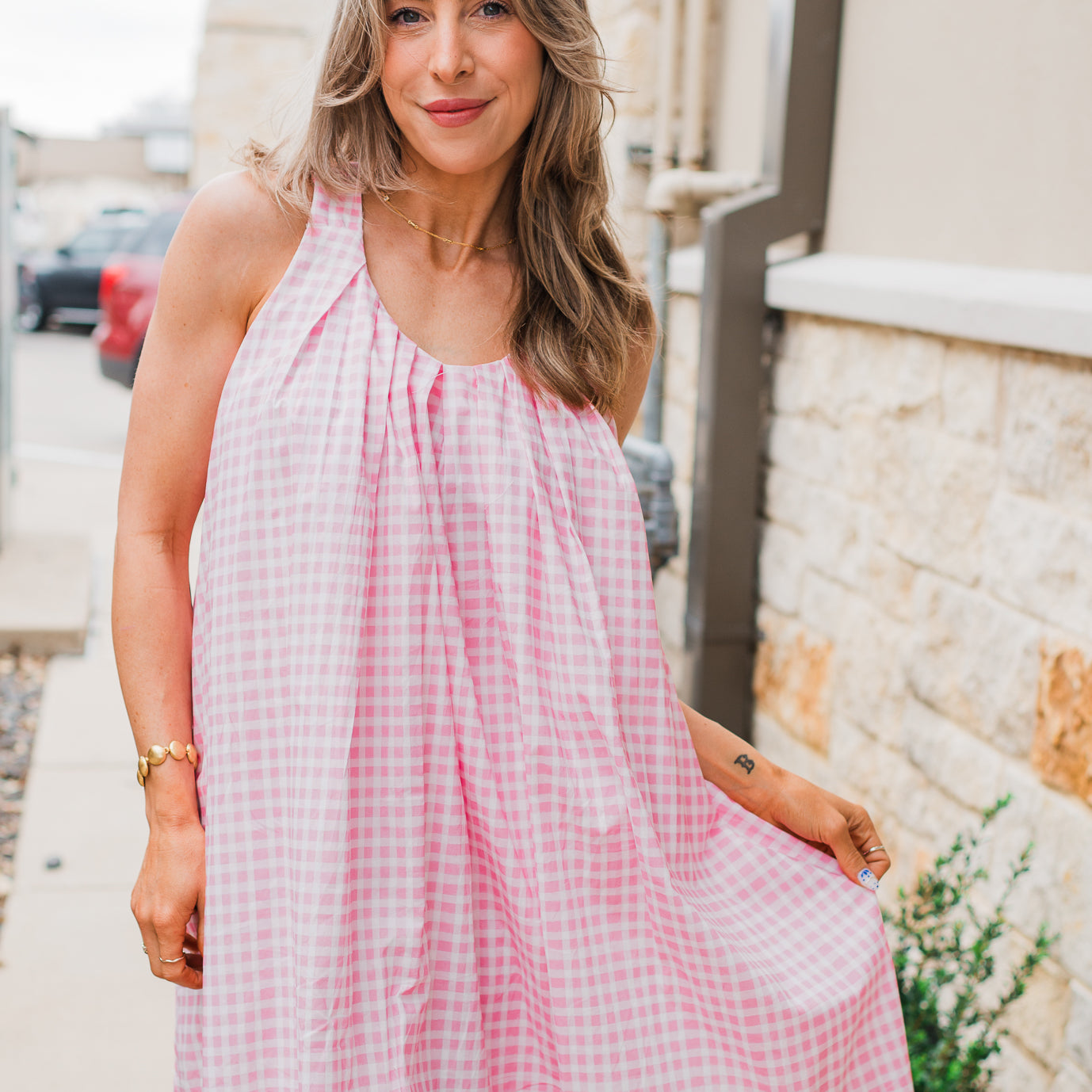Mabel Dress | Pink Gingham