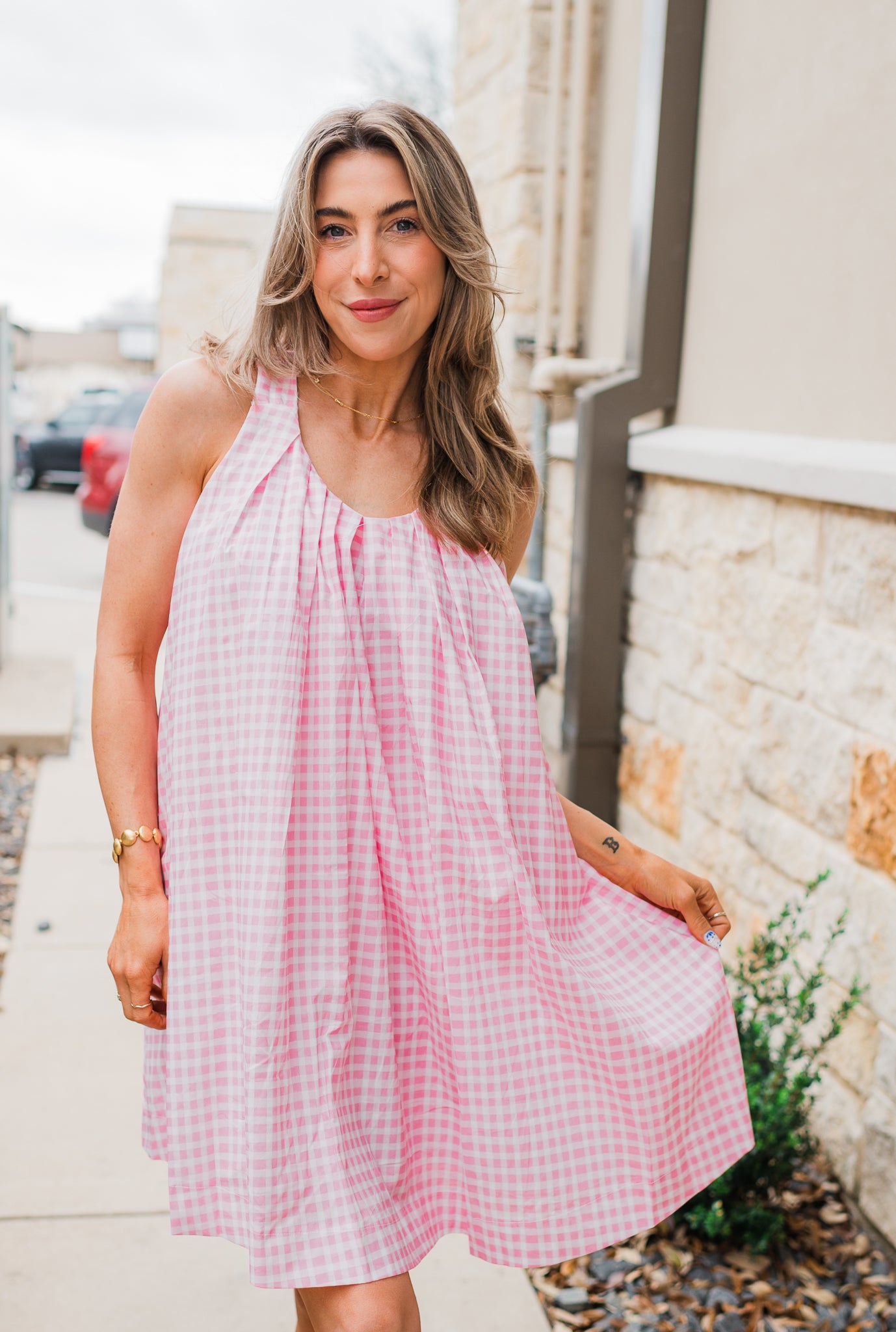 Mabel Dress | Pink Gingham