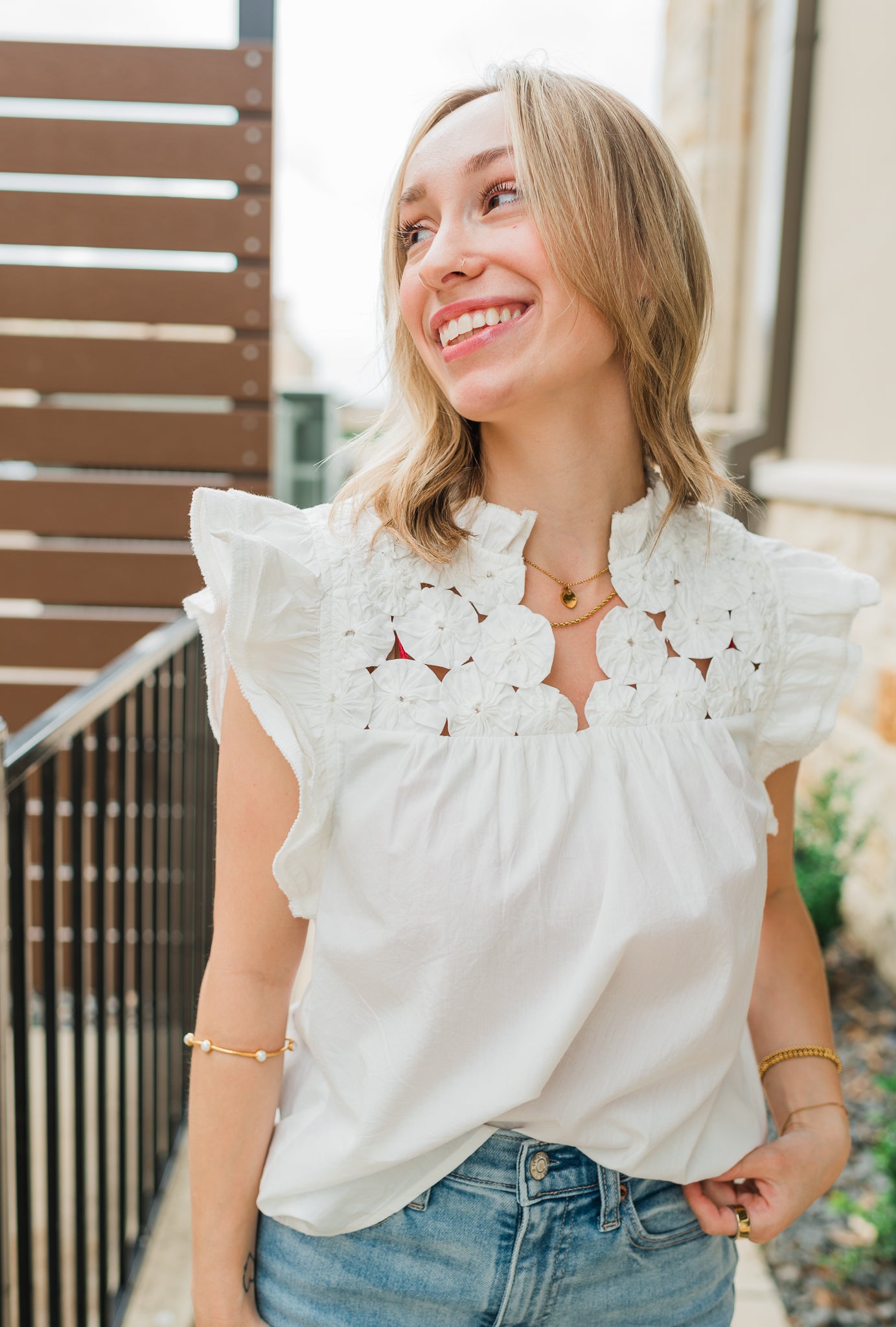 Kirsten Top | Embellished White