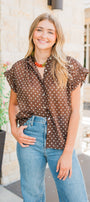 Lily Top | Espresso Polka Dot