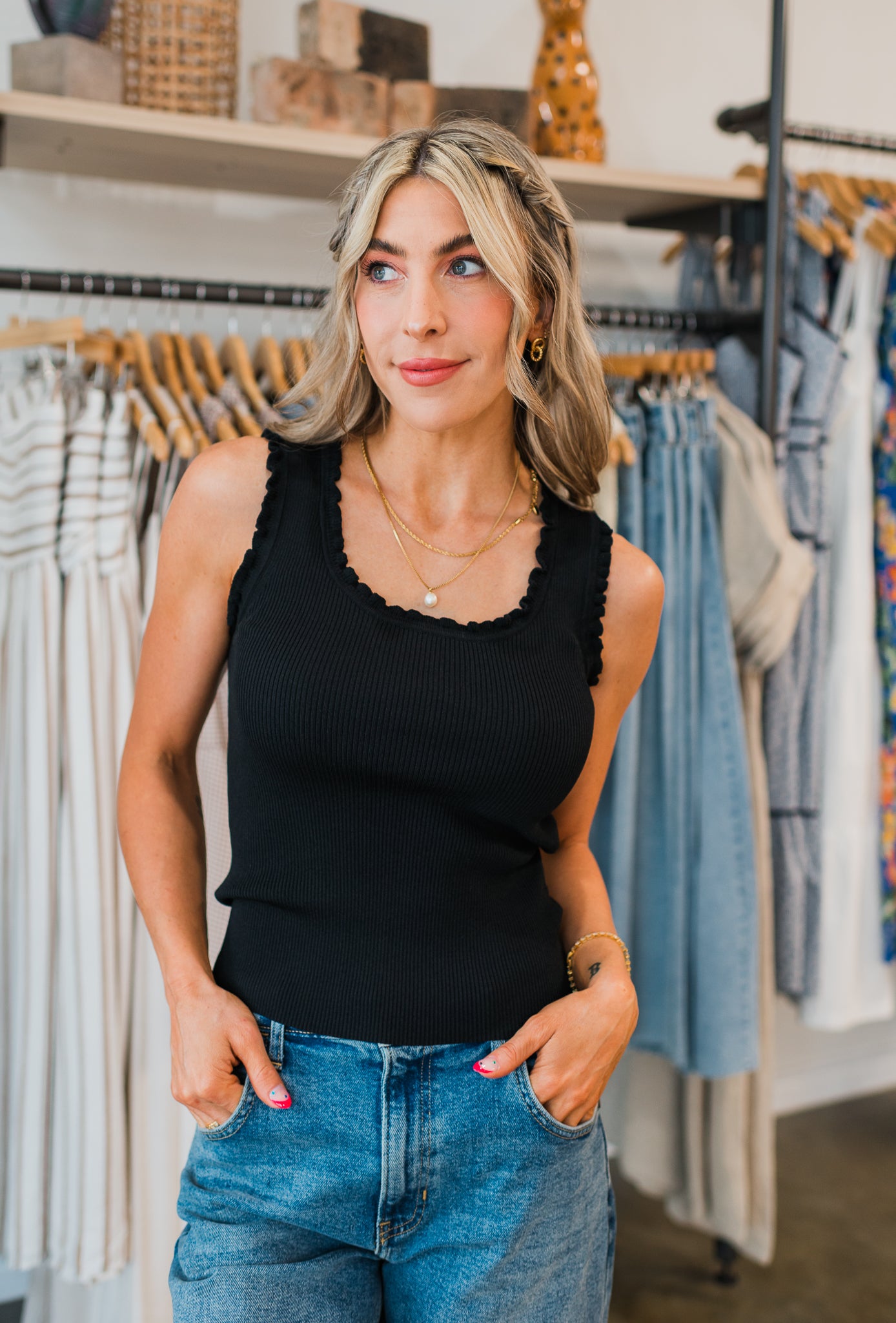 Molly Bracken | Keri Ribbed Tank  | Black