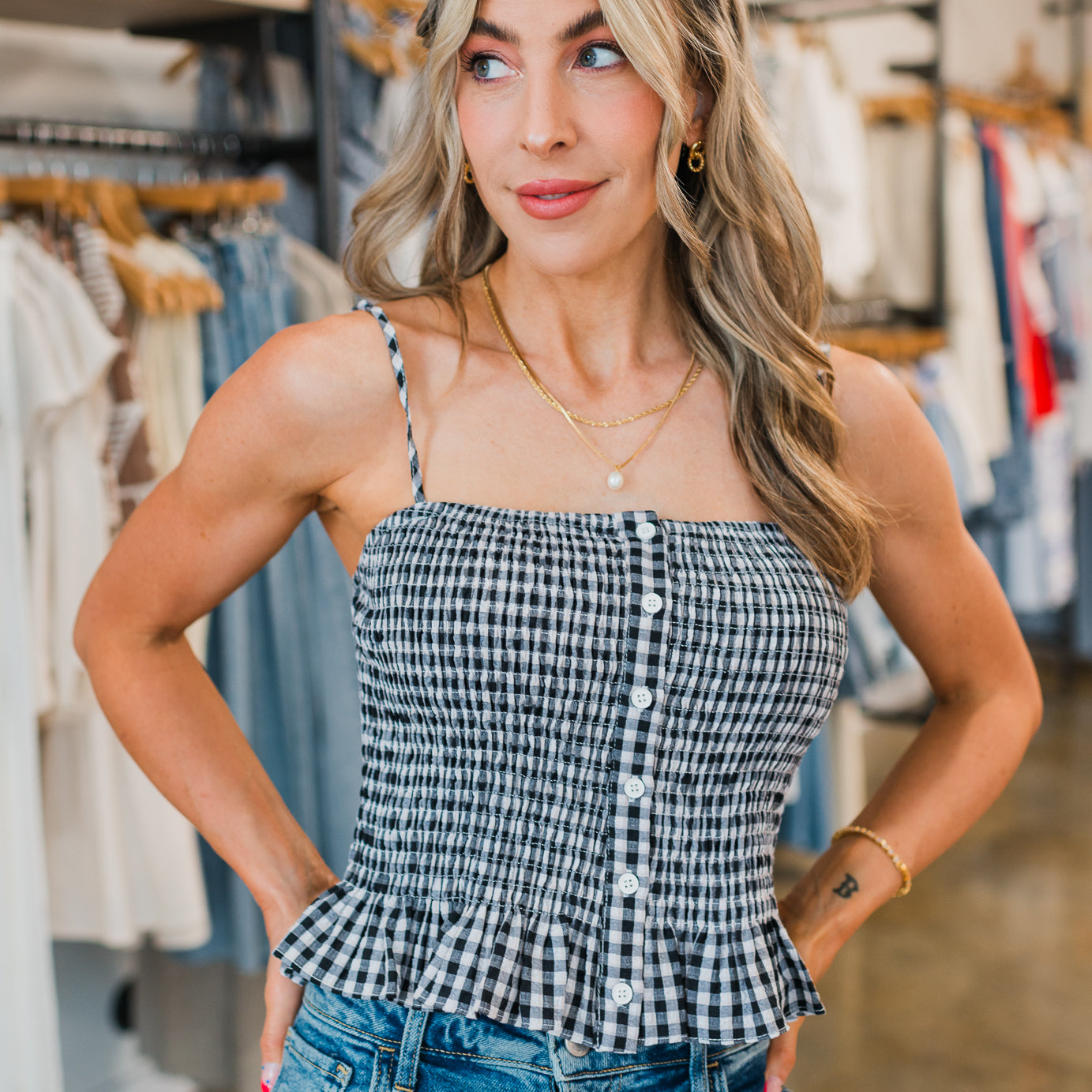 Kate Top | Black Gingham