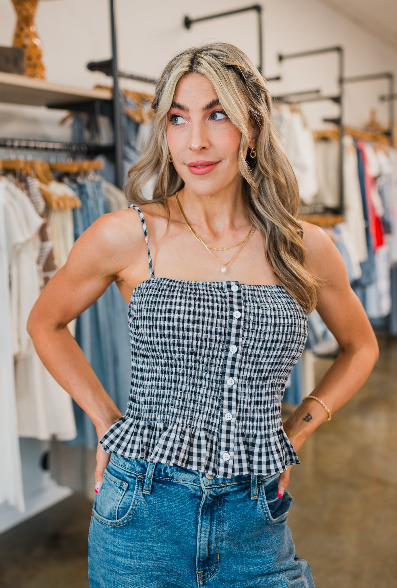 Kate Top | Black Gingham