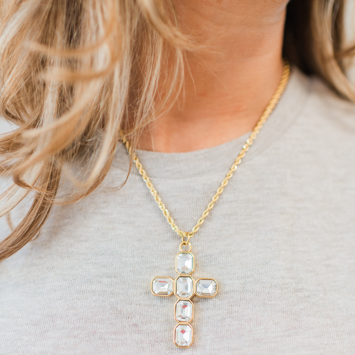 18k Gold Plated Necklace | Crystal Cross