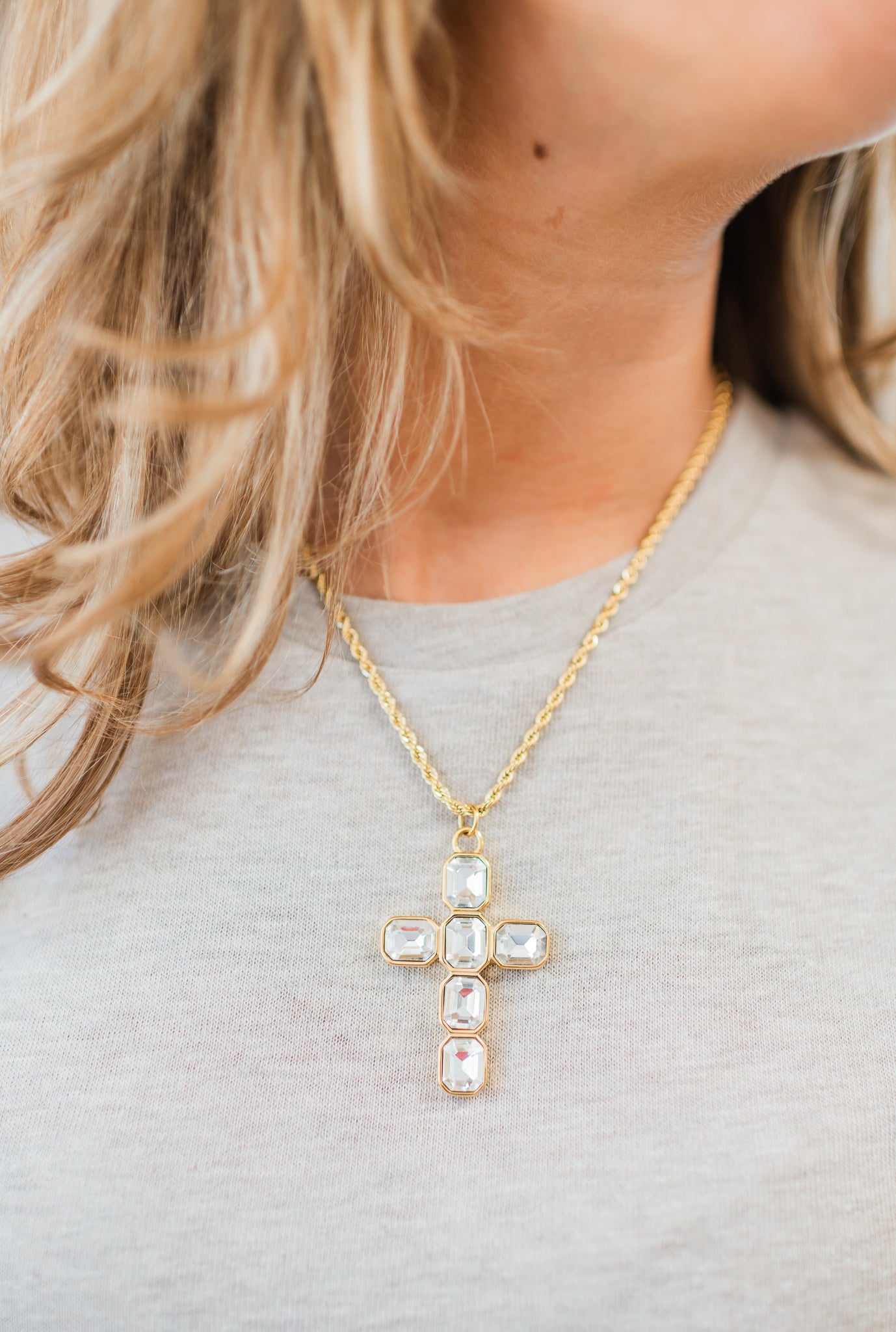 18k Gold Plated Necklace | Crystal Cross