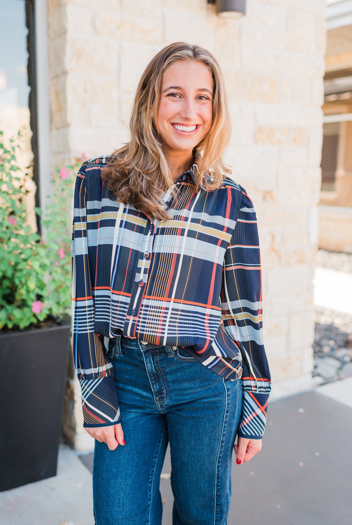 Aspen Top | Navy Plaid