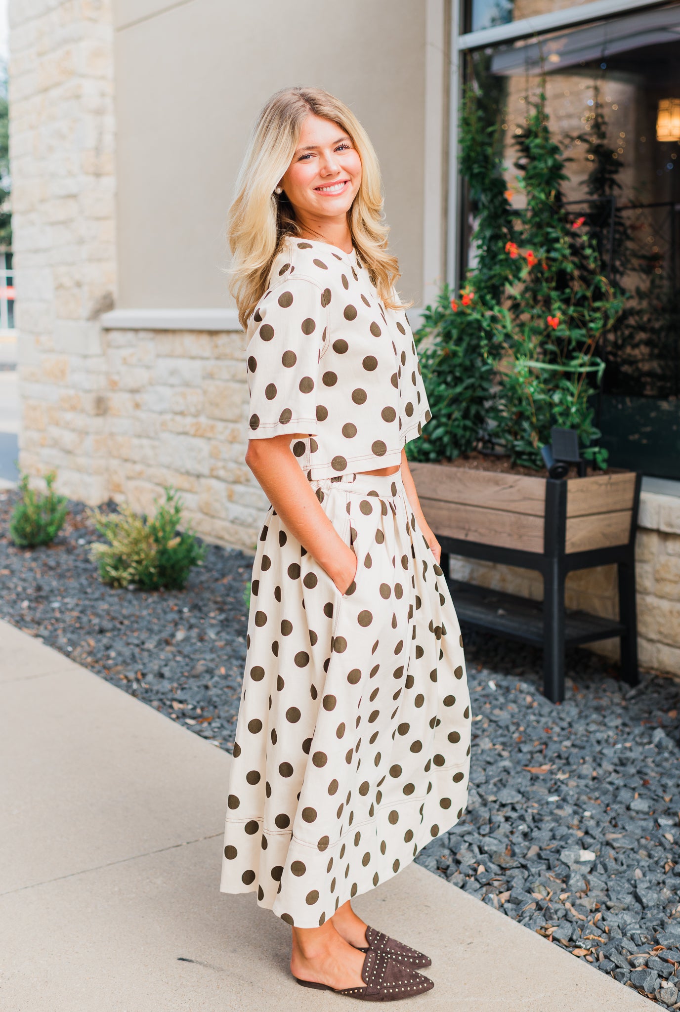 Tinsley Skirt | Ecru Polka Dot