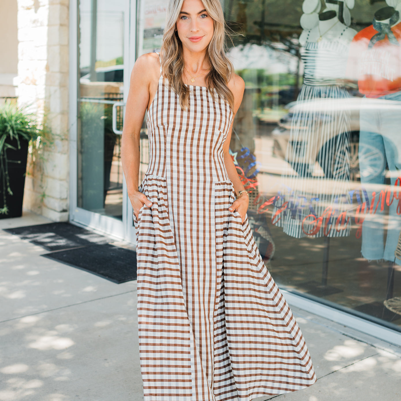 Jolie Dress | Latte Gingham