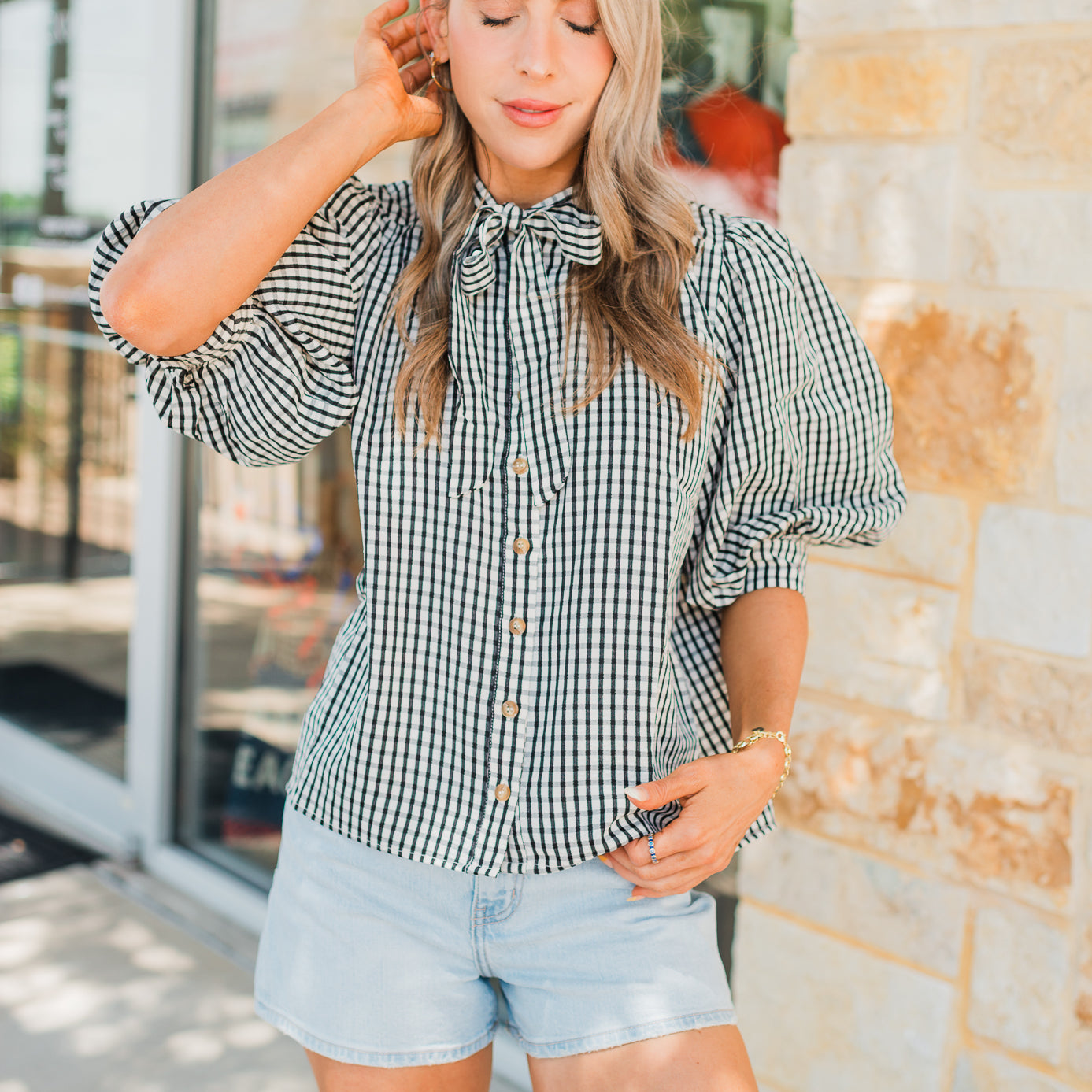 Juliette Top | Black Gingham
