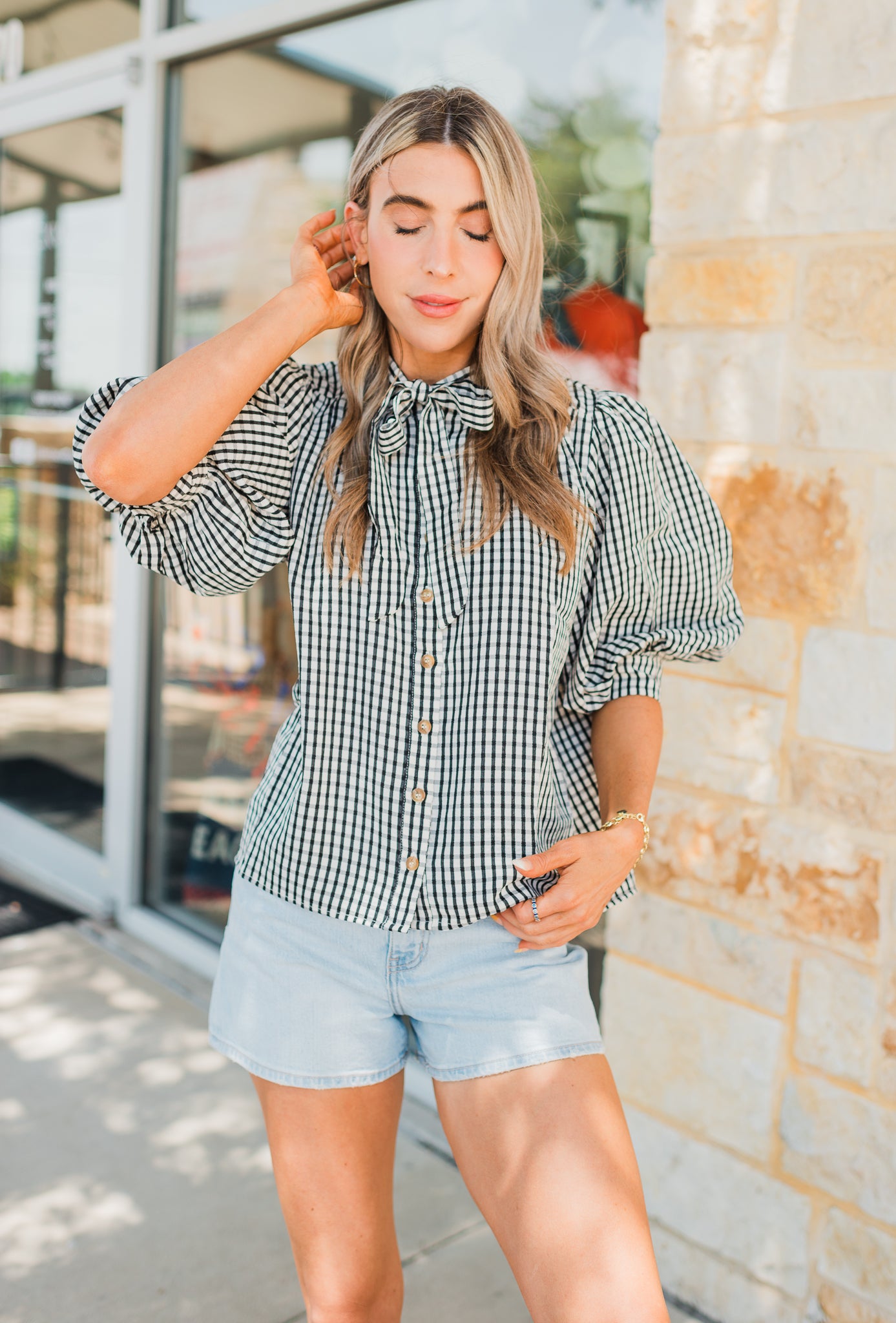 Juliette Top | Black Gingham