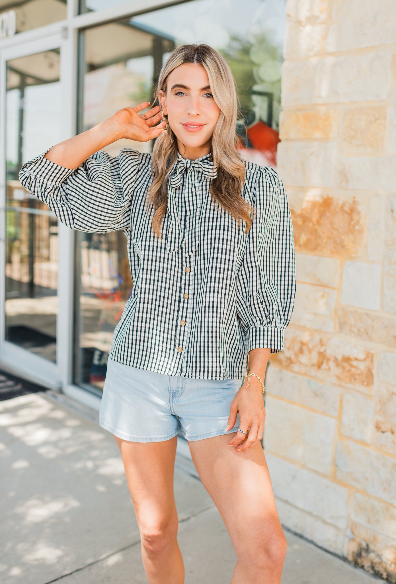 Juliette Top | Black Gingham