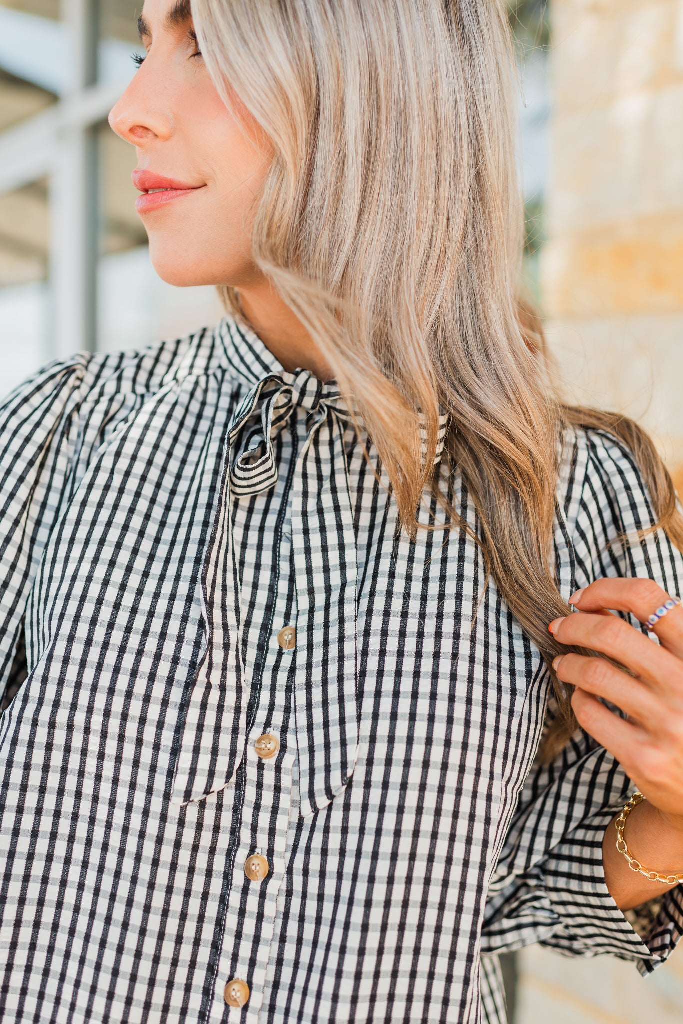 Juliette Top | Black Gingham