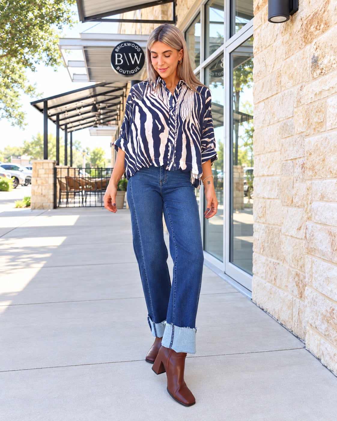 Aria Top | Navy Zebra