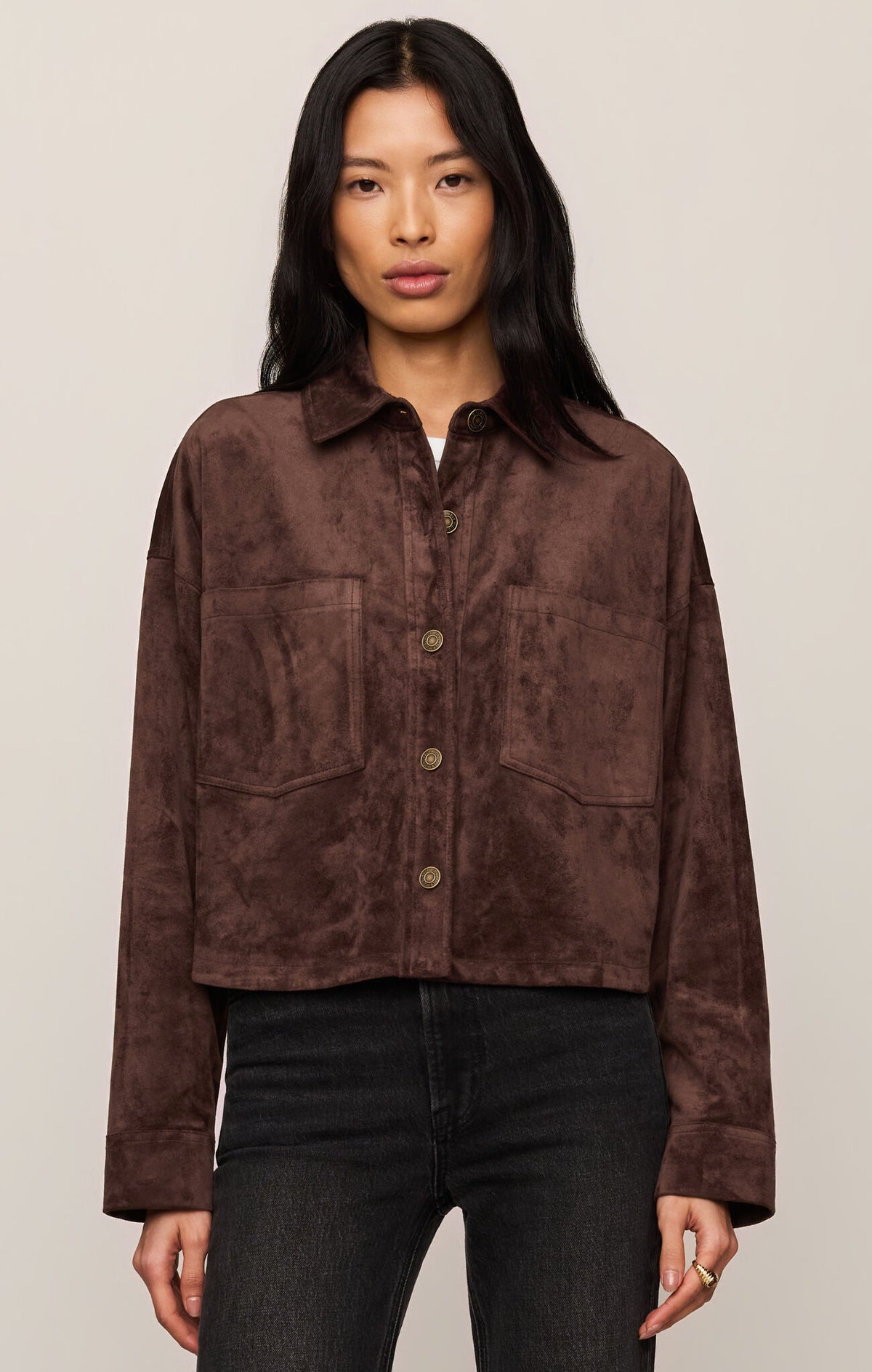 Z Supply | All Day Cropped Suede Jacket | Dark Chocolate