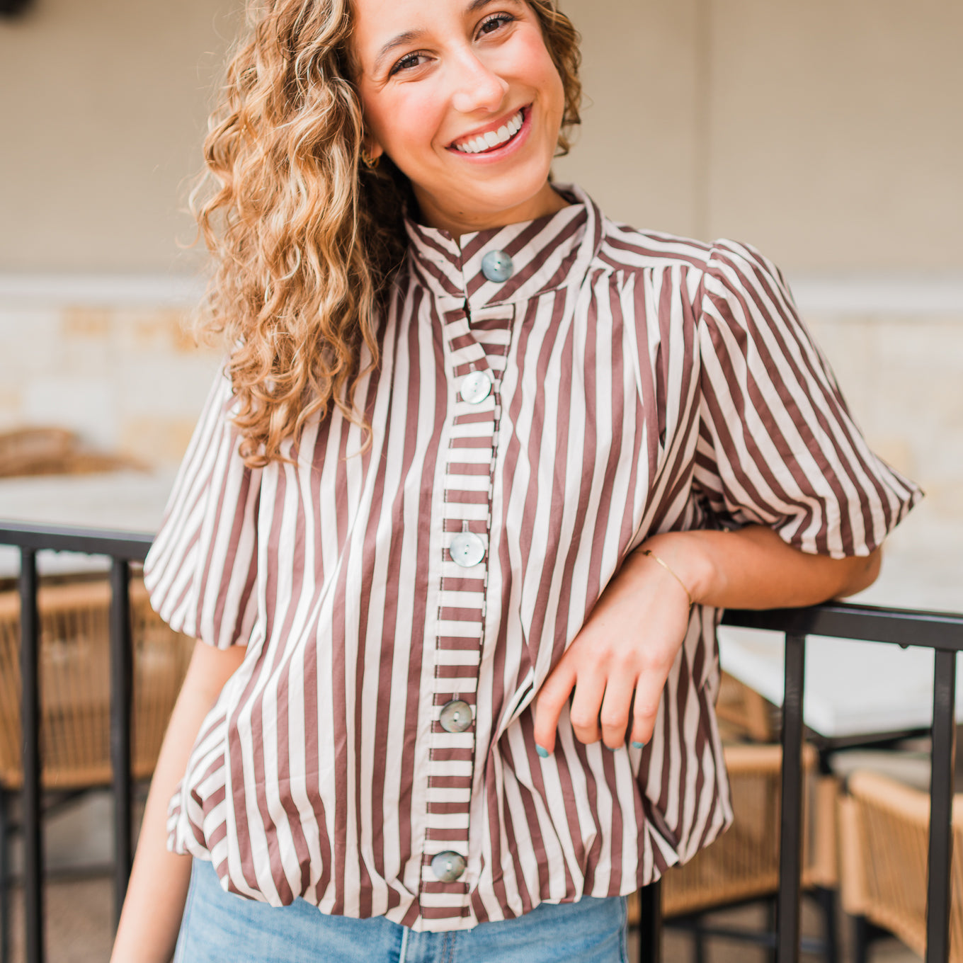Spencer Top | Mocha Stripe