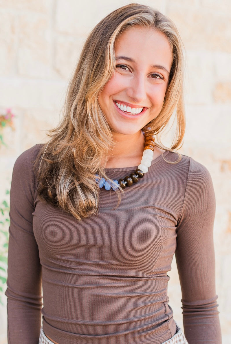 Necklace | Light Blue Brown Mix