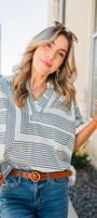 Boardwalk Top | Navy Geometric
