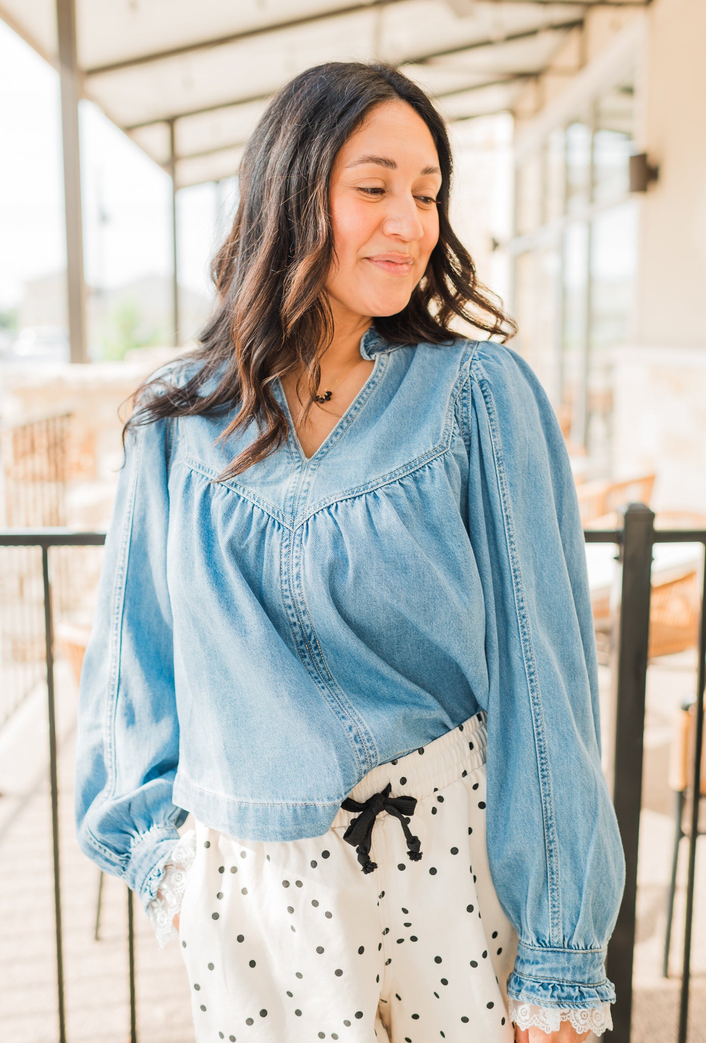 Madison Lace Top | Denim