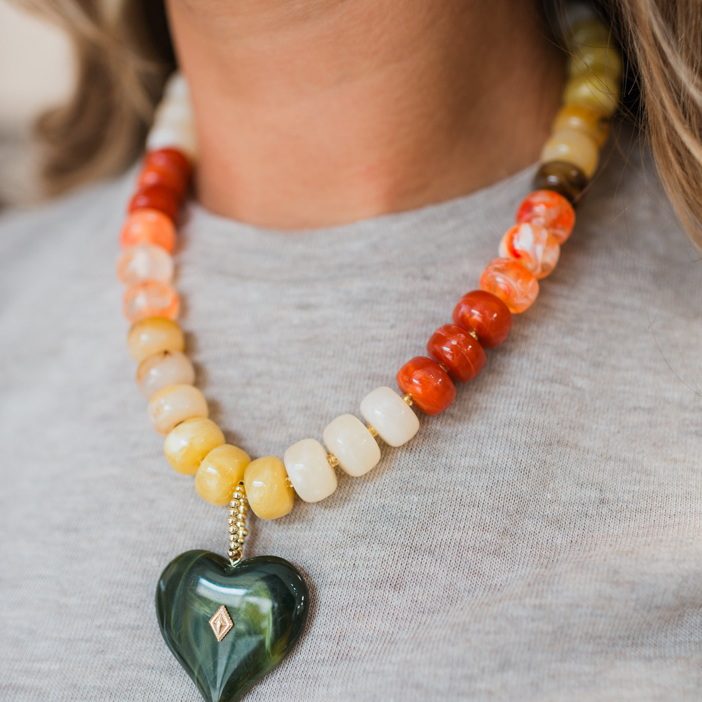 Necklace | Green Mix Heart