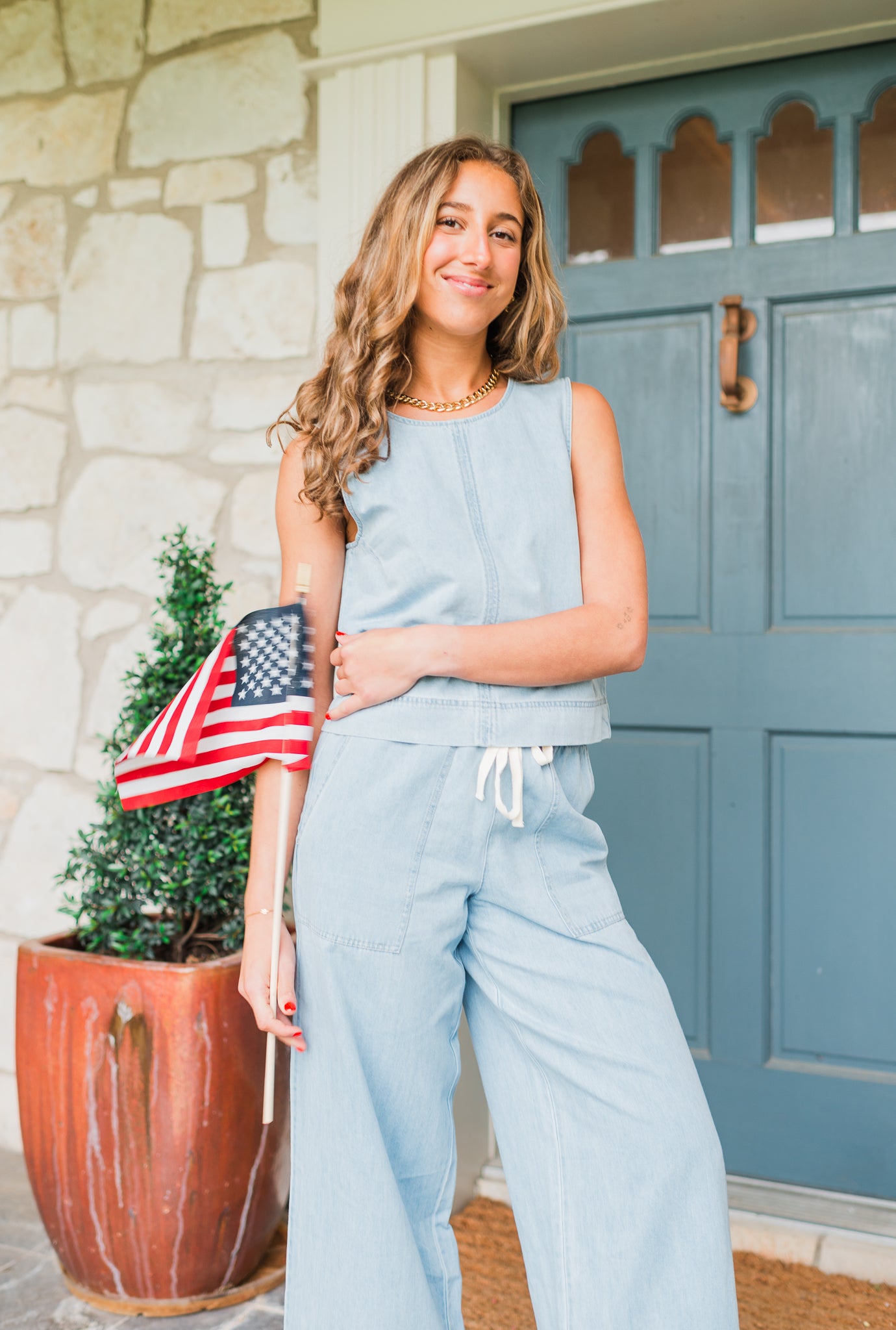 Sun Seeker Denim Tank | Coastal Water