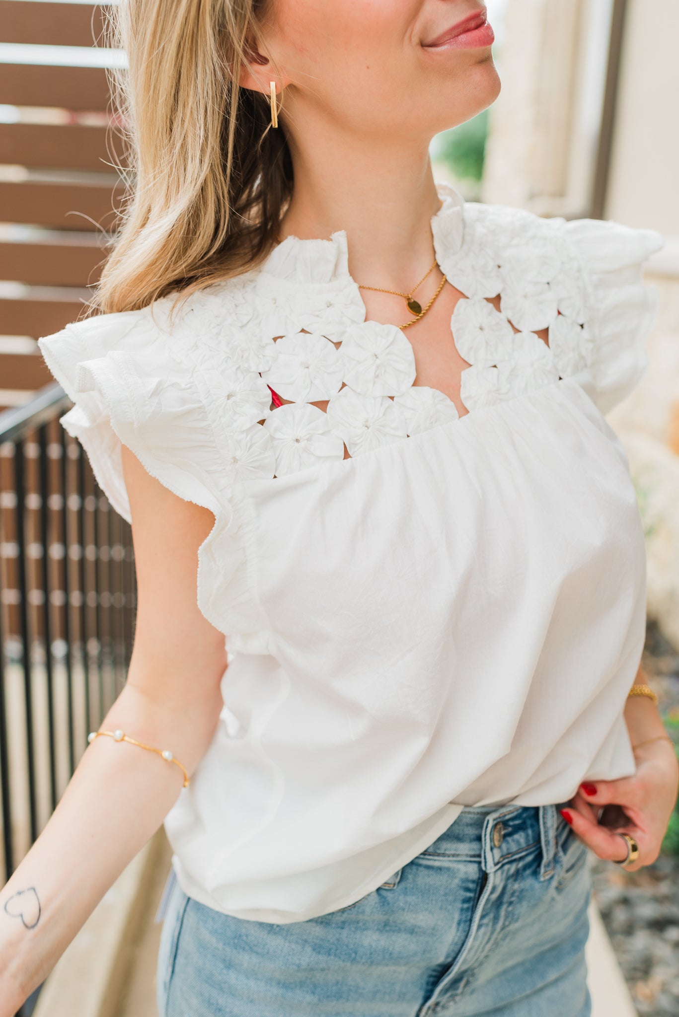Kirsten Top | Embellished White