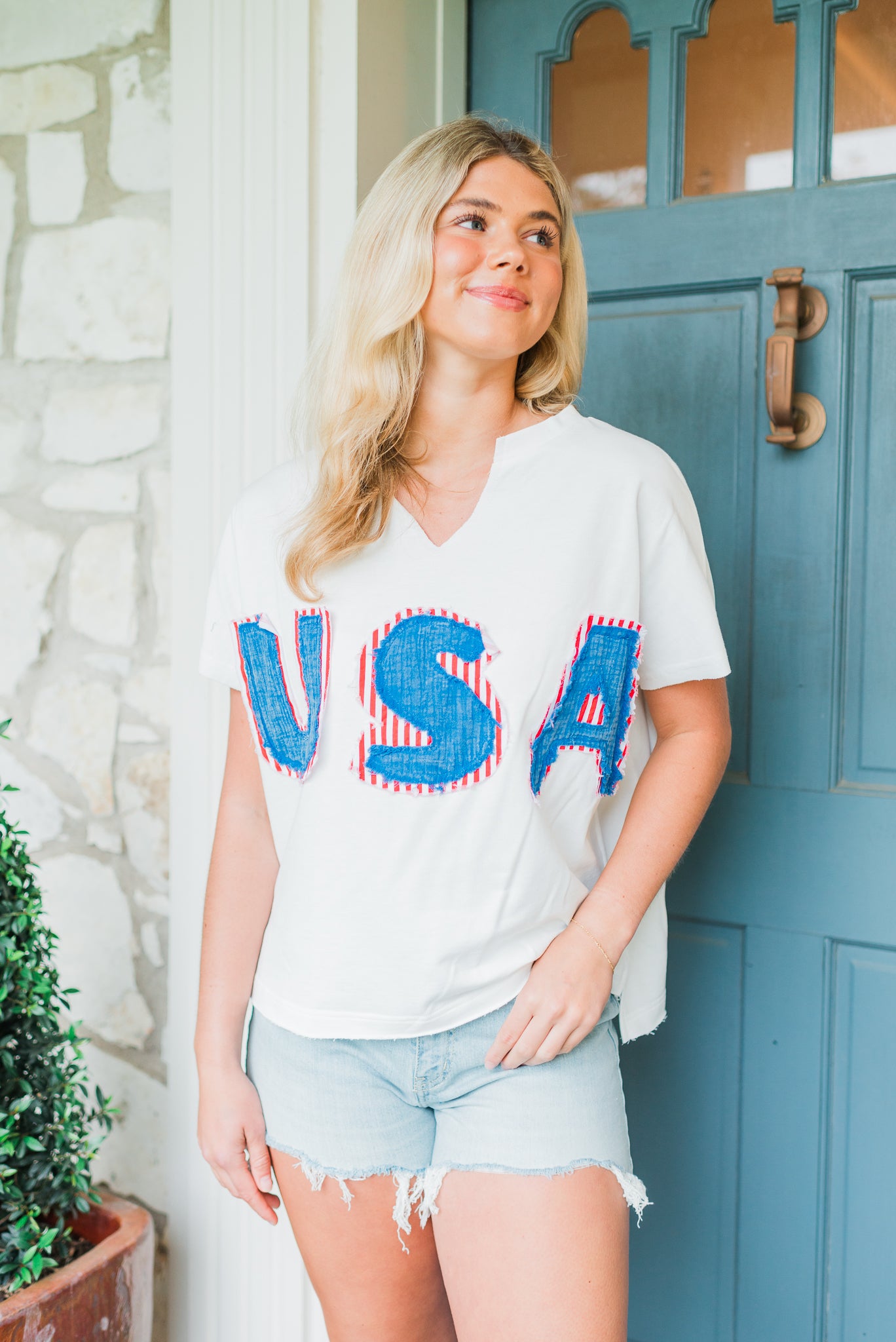 Team USA Top | Washed White