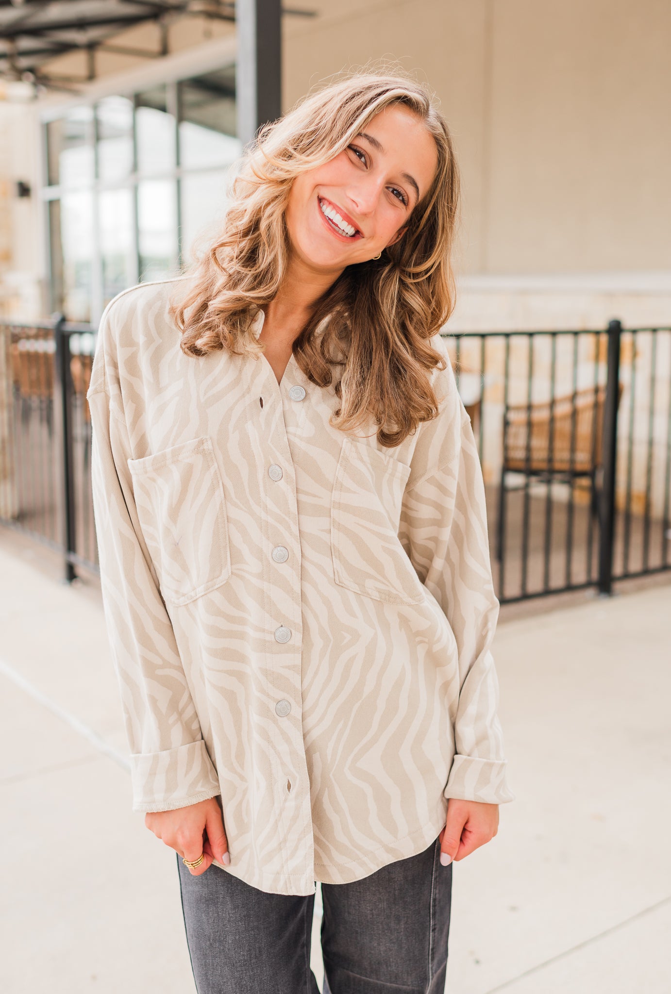 All Day Knit Zebra Jacket | Soapstone