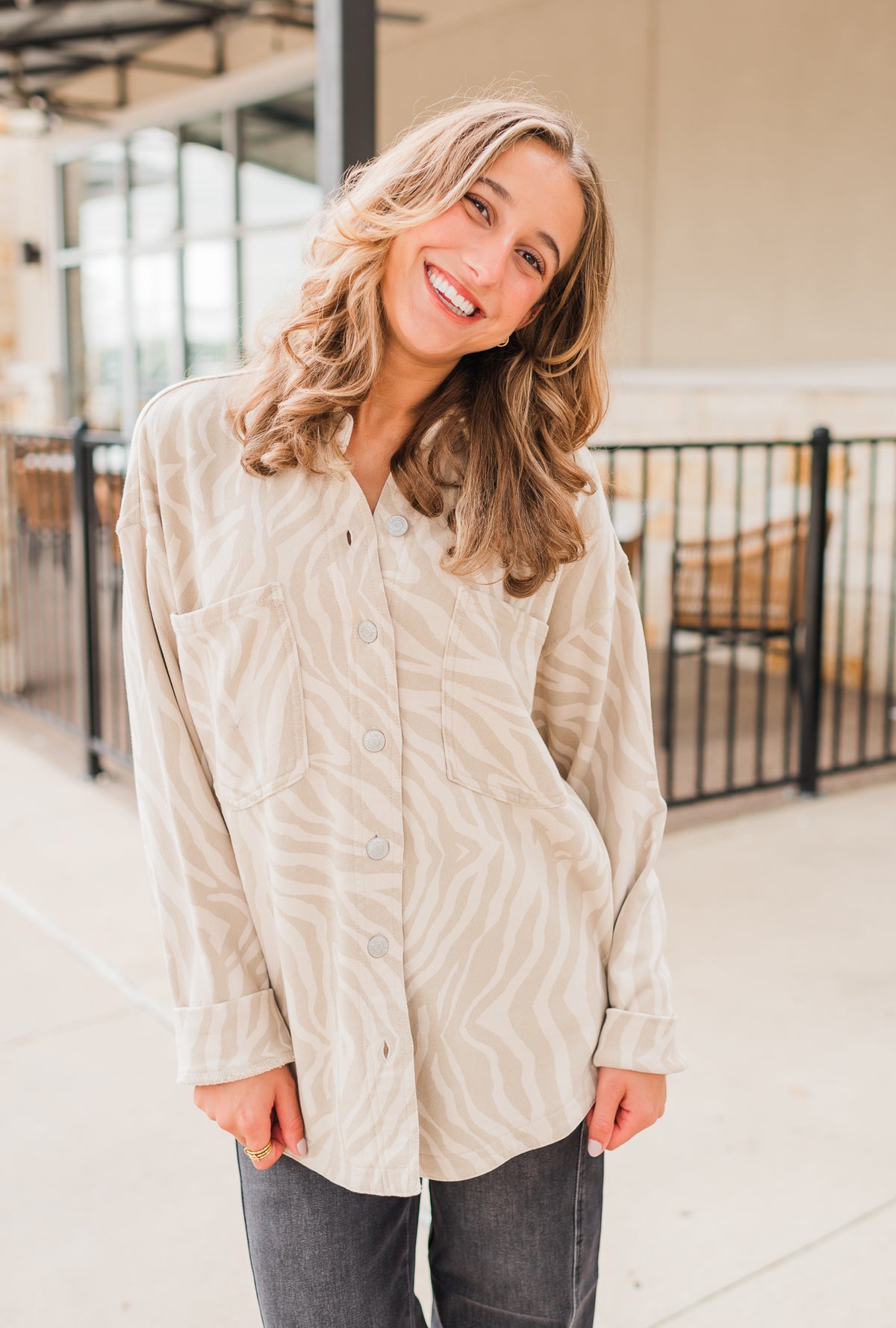 All Day Knit Zebra Jacket | Soapstone