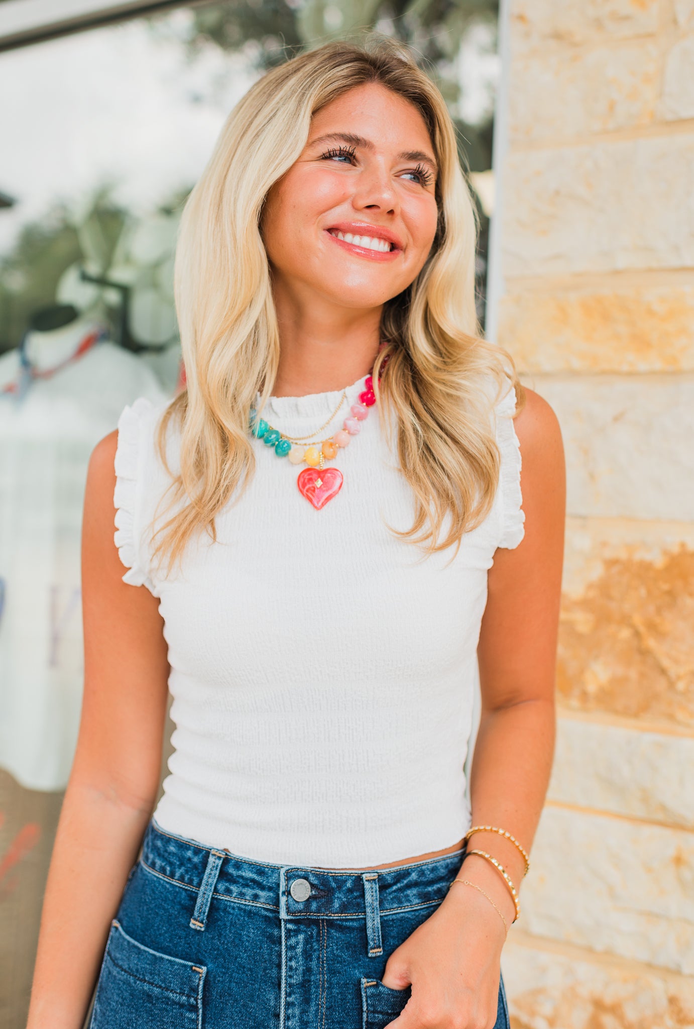 Jenn Ruffle Tank | White
