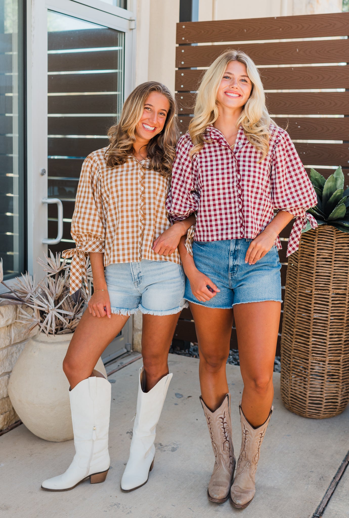 Tallulah Top | Latte Gingham