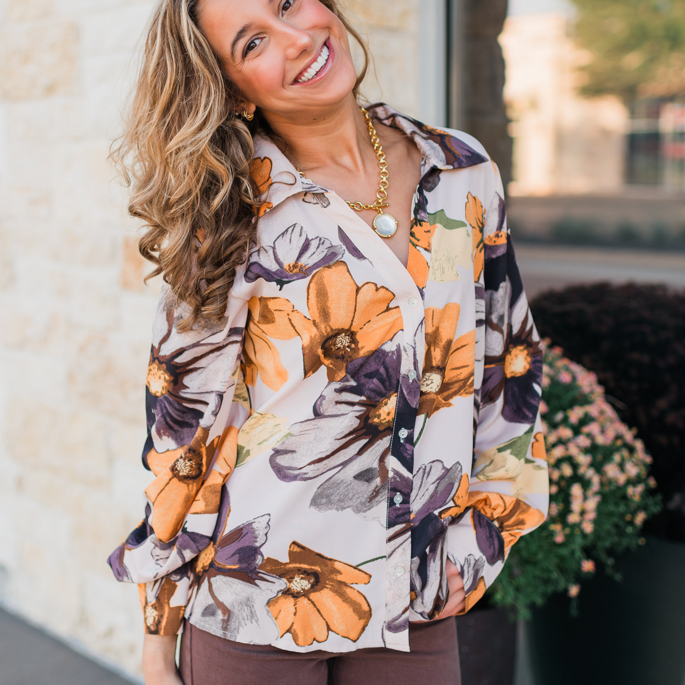 Zuri Top | Beige Floral