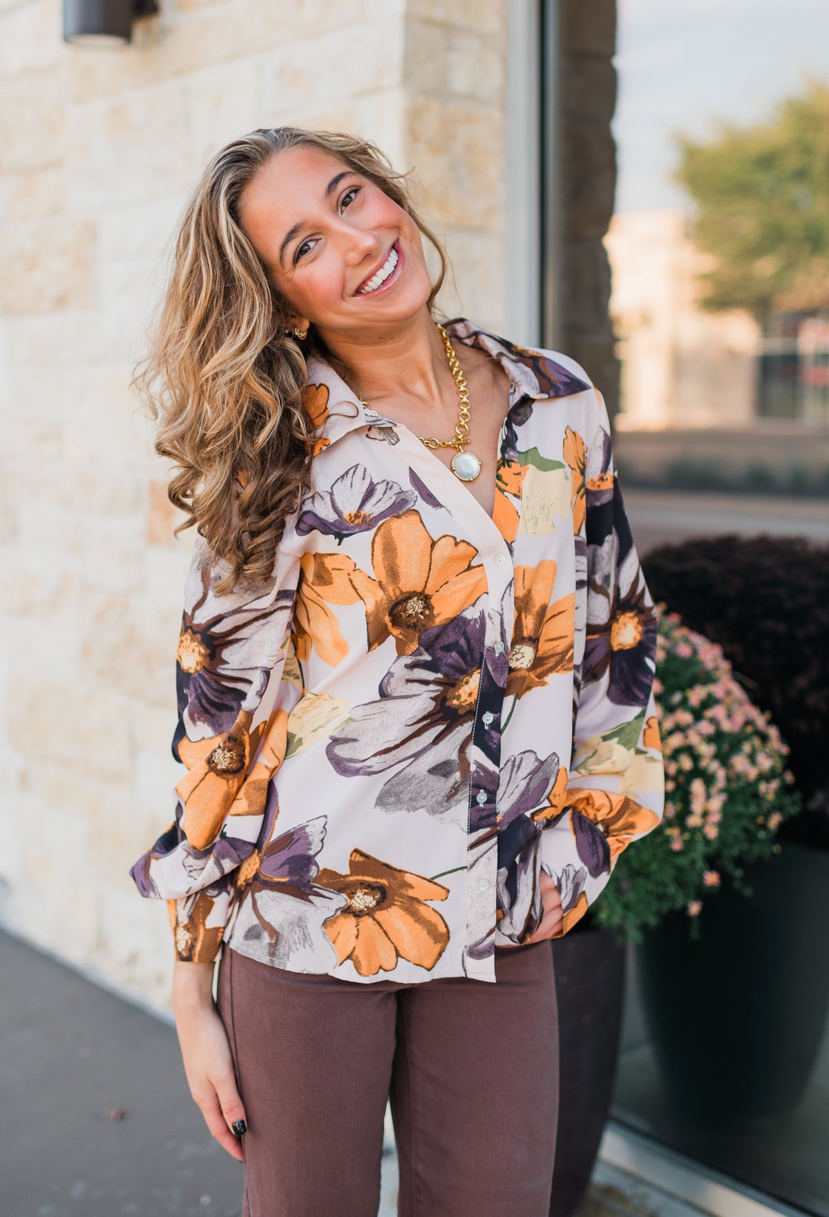 Zuri Top | Beige Floral
