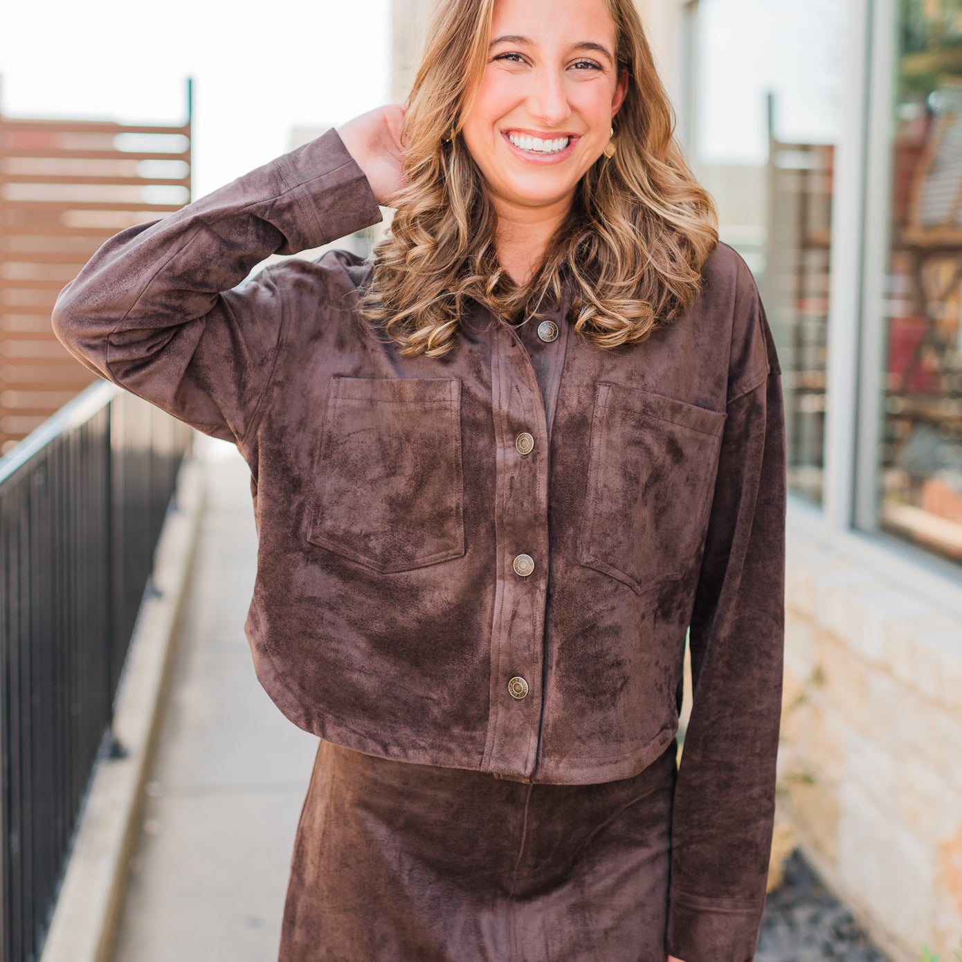 Z Supply | All Day Cropped Suede Jacket | Dark Chocolate