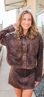 Z Supply | All Day Cropped Suede Jacket | Dark Chocolate