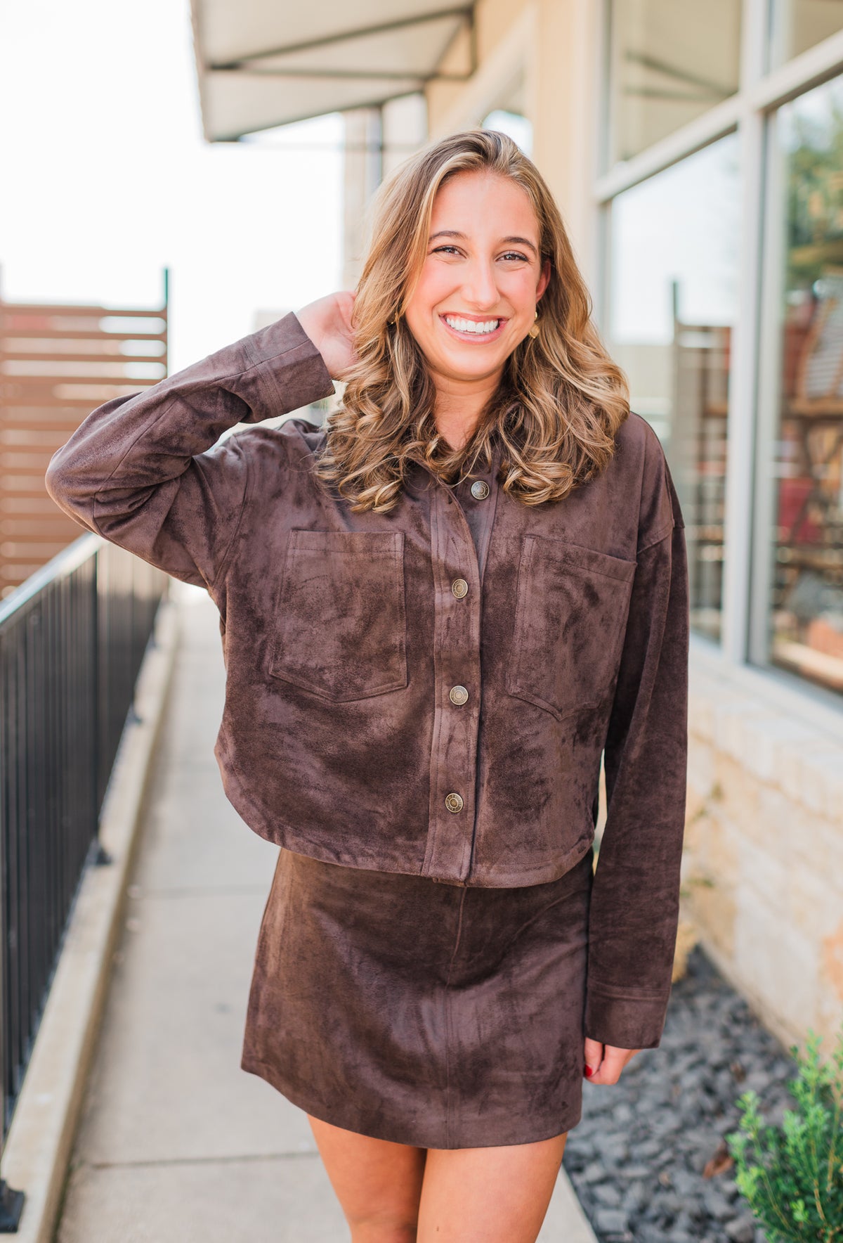 Z Supply | All Day Cropped Suede Jacket | Dark Chocolate