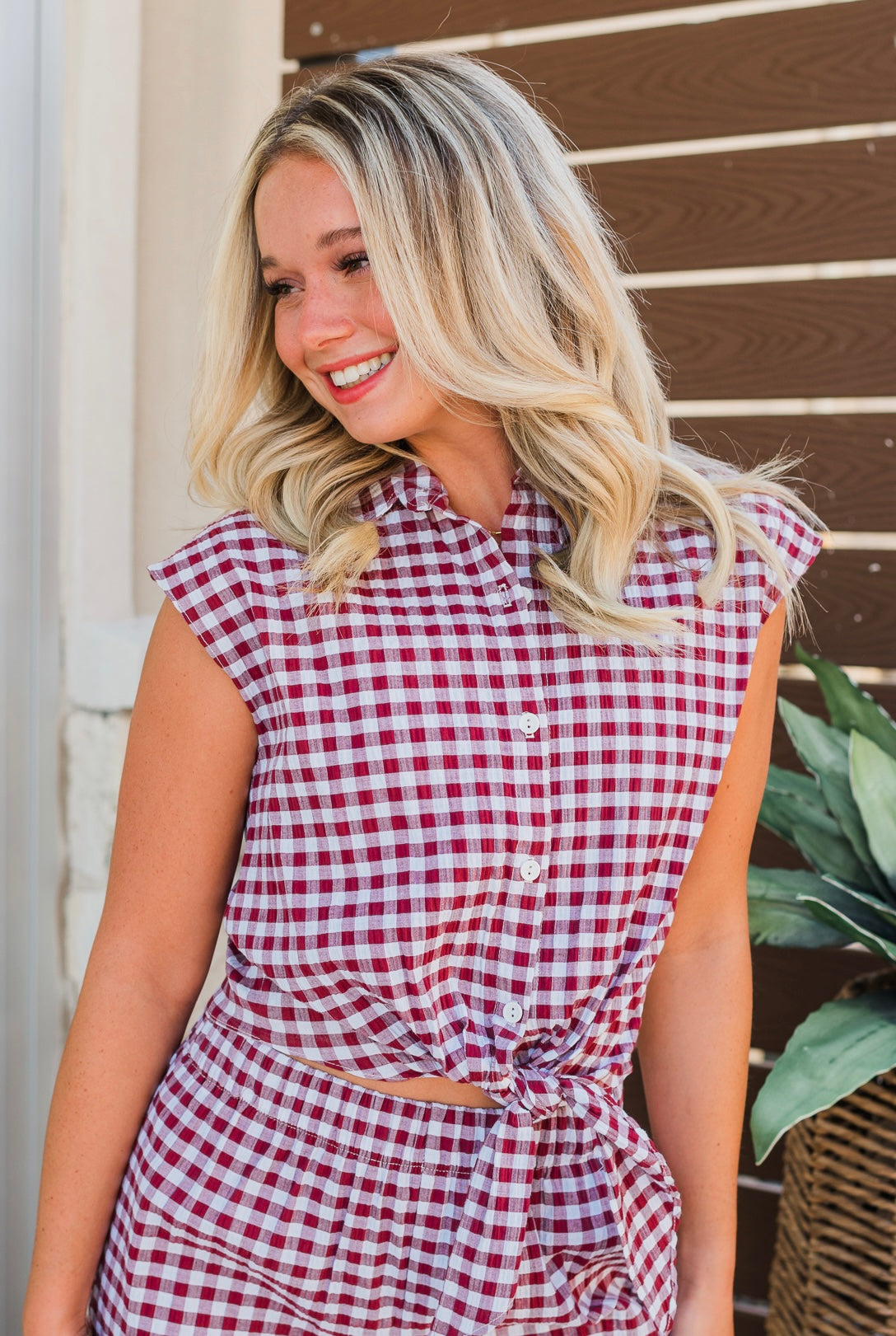 Tailgate Top | Maroon Gingham