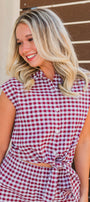 Tailgate Top | Maroon Gingham
