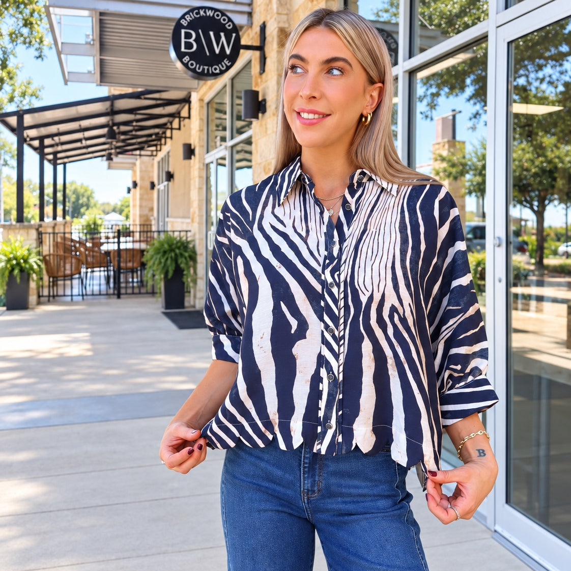 Aria Top | Navy Zebra