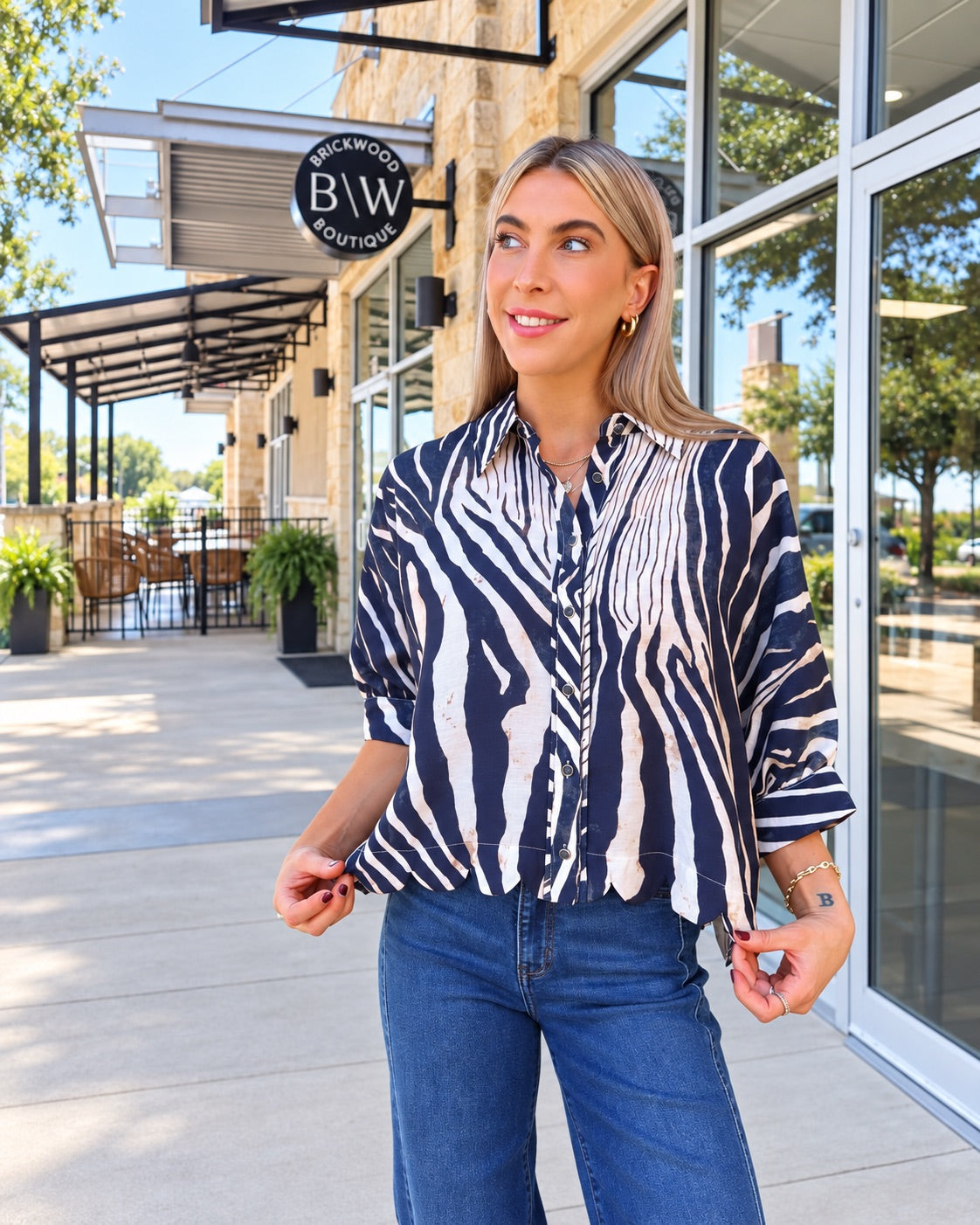 Aria Top | Navy Zebra